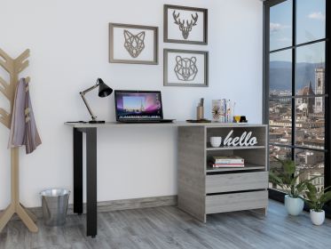 Light Gray 2-Drawer 2-Shelf Writing Desk