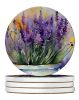 Lavender in Watercolor Large Sandstone Coasters Pack of 4 Absorbent Round Coasters Decor Gifts for Men or Women, 4 in, Multicolor