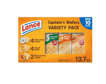 Lance Sandwich Crackers, Captain's Wafers, Variety Pack, 10 Individual Packs, 6 Sandwiches Each