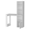 White Computer Desk with 4-Tier Bookcase and 1-Door Cabinet