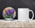 Lavender in Watercolor Large Sandstone Coasters Pack of 4 Absorbent Round Coasters Decor Gifts for Men or Women, 4 in, Multicolor