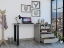 Light Gray 2-Drawer 2-Shelf Writing Desk
