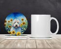 Komondor in Sunflowers Large Sandstone Coasters Pack of 4 Absorbent Round Coasters Decor Gifts for Men or Women, 4 in, Multicolor