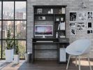 Smokey Oak 2-Drawer 7-Shelf Computer Desk with Hutch