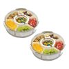 2Pcs Size Options Divided Serving Tray with Lid and Handle 360° Rotatable Snack Box Container with 6 Dividers Clear Portable Snack Platters for Fruit